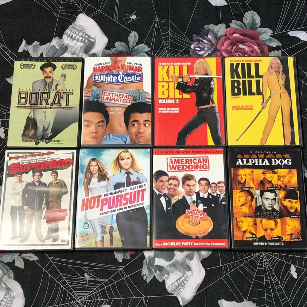 8 DVD gently used movie lot kill bill superbad etc